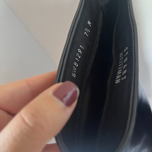 Stuart Weitzman Black Heeled Leather Slide-On Boots US 7.5 - Picture 2 of 12